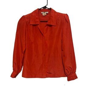 Vintage eighties Hudson’s Bay red polyester puffy shoulder pad sleeved blouse